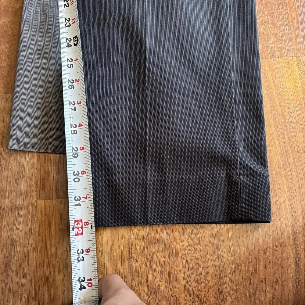 Lot Of 2 Banana Republic Pants Mens 34x34 Gray Modern Slim Herringbone Non Iron